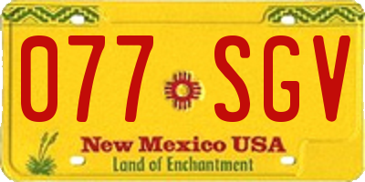 NM license plate 077SGV