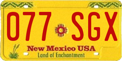 NM license plate 077SGX