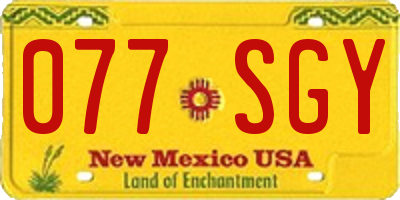 NM license plate 077SGY