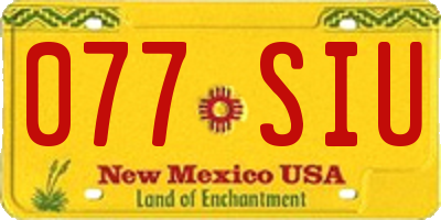 NM license plate 077SIU