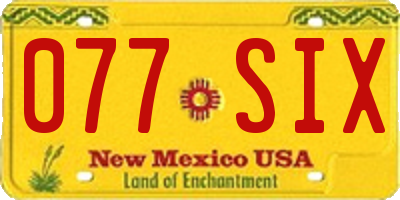 NM license plate 077SIX