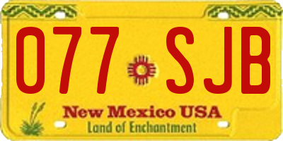 NM license plate 077SJB