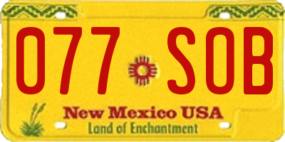 NM license plate 077SOB