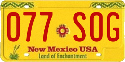 NM license plate 077SOG