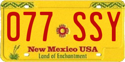 NM license plate 077SSY