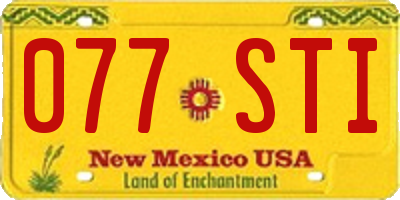 NM license plate 077STI