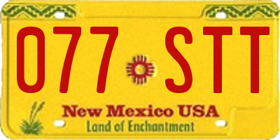 NM license plate 077STT