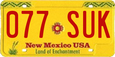 NM license plate 077SUK