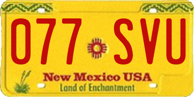 NM license plate 077SVU