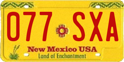 NM license plate 077SXA