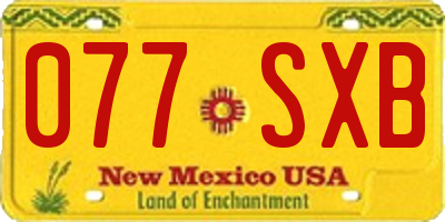NM license plate 077SXB