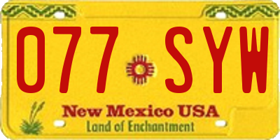 NM license plate 077SYW