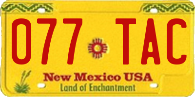 NM license plate 077TAC