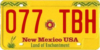 NM license plate 077TBH