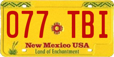 NM license plate 077TBI