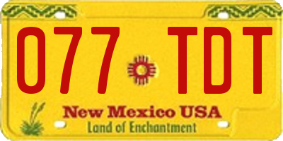 NM license plate 077TDT
