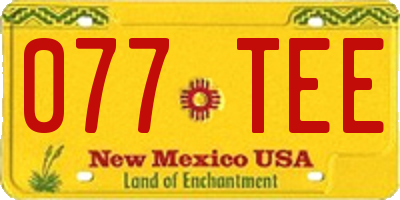 NM license plate 077TEE