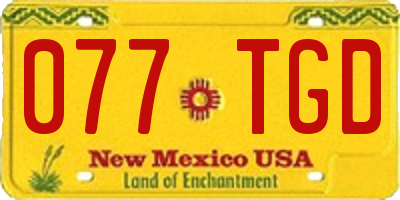 NM license plate 077TGD