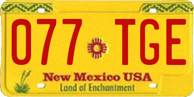 NM license plate 077TGE