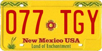 NM license plate 077TGY