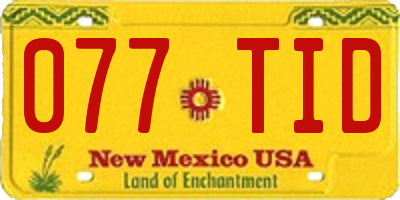 NM license plate 077TID