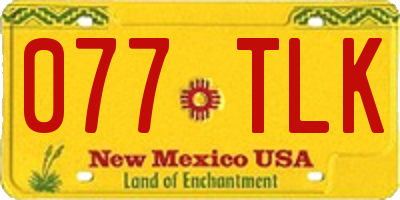 NM license plate 077TLK