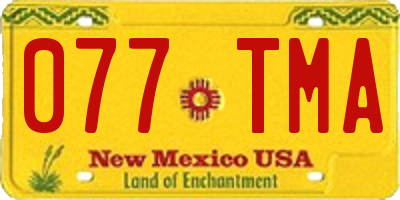 NM license plate 077TMA