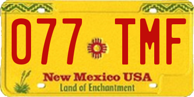 NM license plate 077TMF