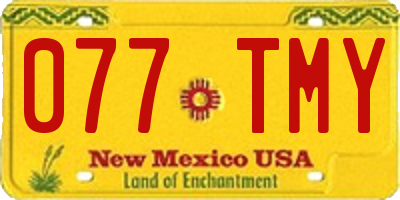 NM license plate 077TMY