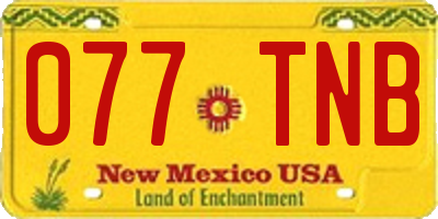 NM license plate 077TNB