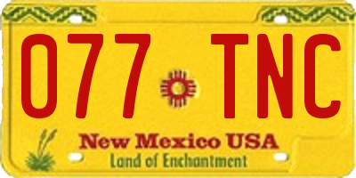 NM license plate 077TNC