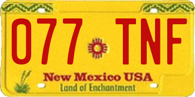 NM license plate 077TNF