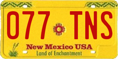 NM license plate 077TNS