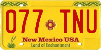 NM license plate 077TNU