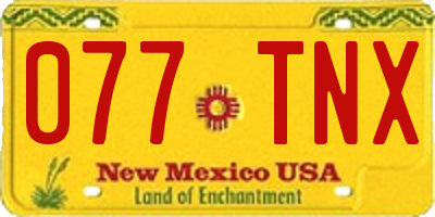 NM license plate 077TNX