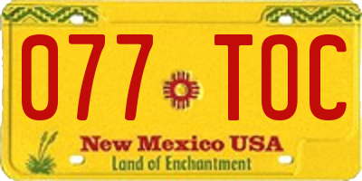 NM license plate 077TOC