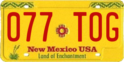 NM license plate 077TOG