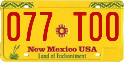 NM license plate 077TOO