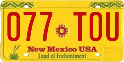 NM license plate 077TOU