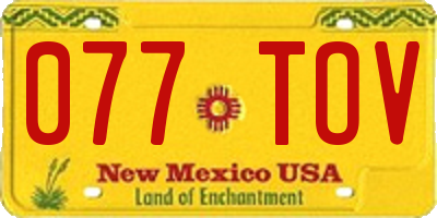 NM license plate 077TOV