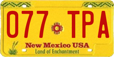 NM license plate 077TPA