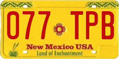 NM license plate 077TPB
