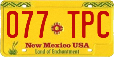 NM license plate 077TPC
