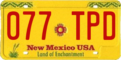 NM license plate 077TPD