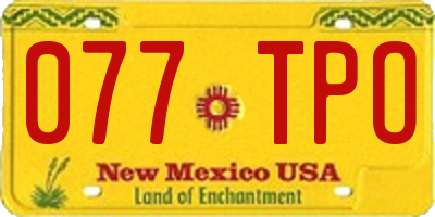NM license plate 077TPO