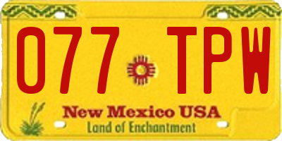 NM license plate 077TPW