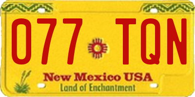 NM license plate 077TQN