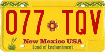 NM license plate 077TQV