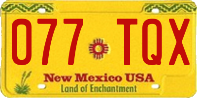 NM license plate 077TQX