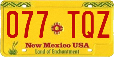 NM license plate 077TQZ